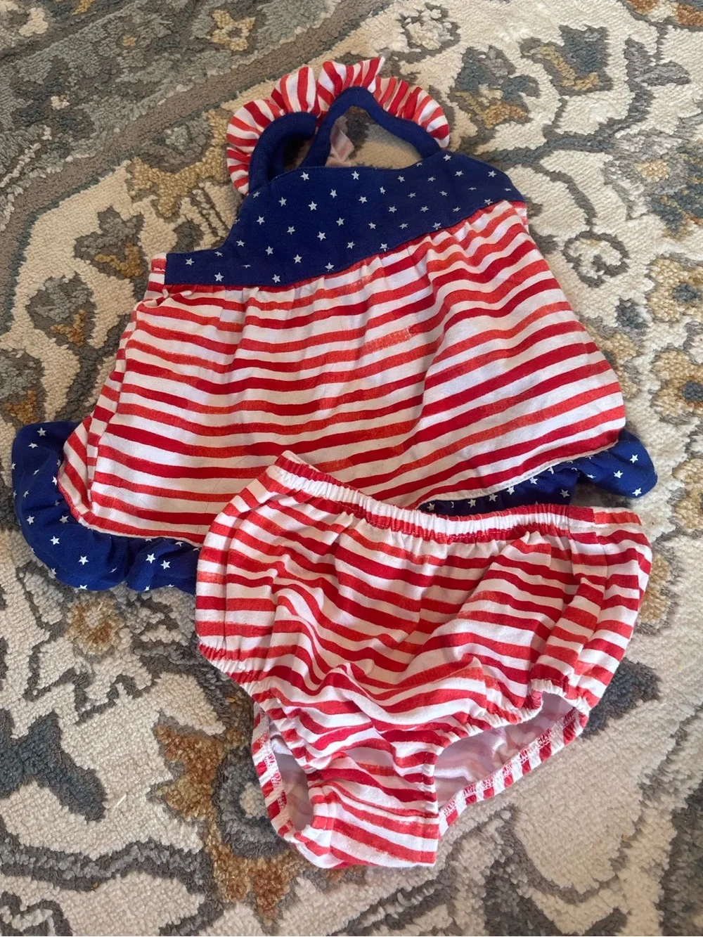 Cat & Jack Red, White & Navy Star Stripe Diaper Cover Set